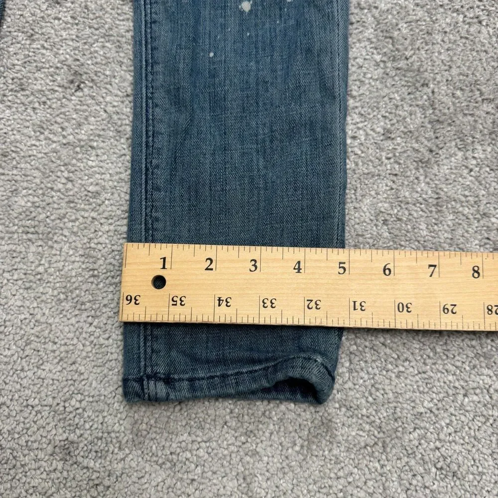 Hudson Low Rise Skinny Denim Jeans Womens 24 Blue Paint Splatter Stretch Casual